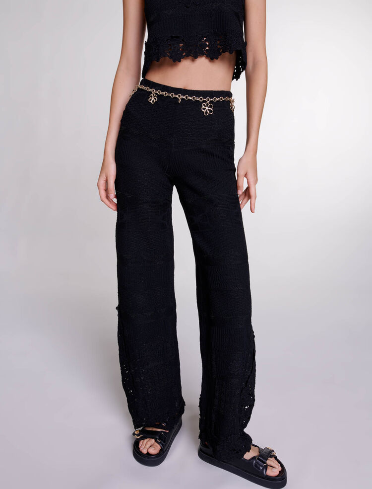 223PANTIN Black baggy jeans with belt - Pants & Jeans - Maje.com