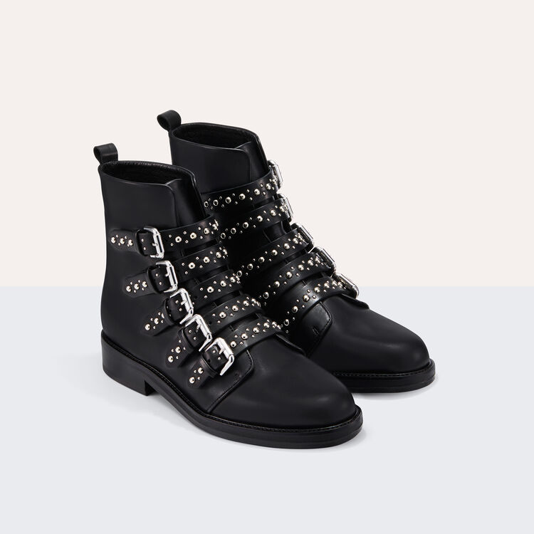 FORTUNE Leather ankle boots with studs - Shoes - Maje.com