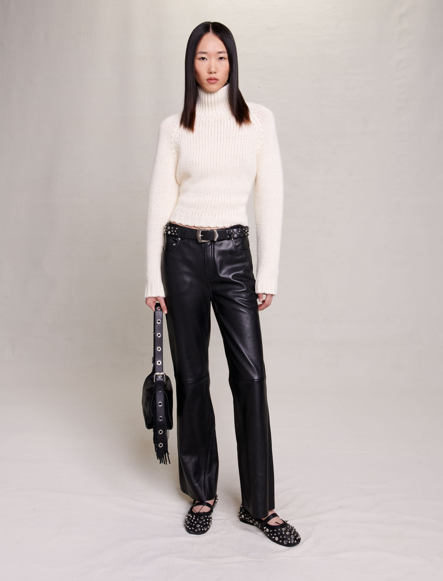 Black Faux Leather Straight Leg Trouser | Fashion World