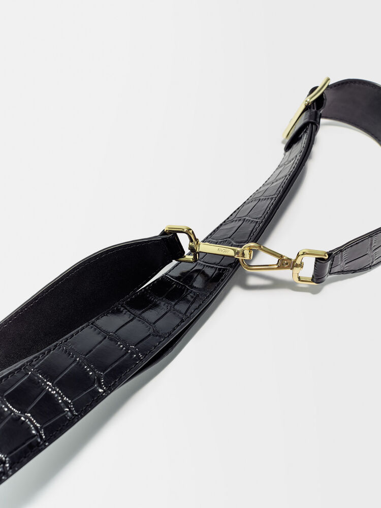 120STUDLEATHER Black leather strap with studs - Straps - Maje.com