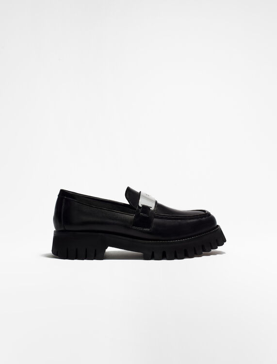 Leather platform loafers - Slipper - MAJE