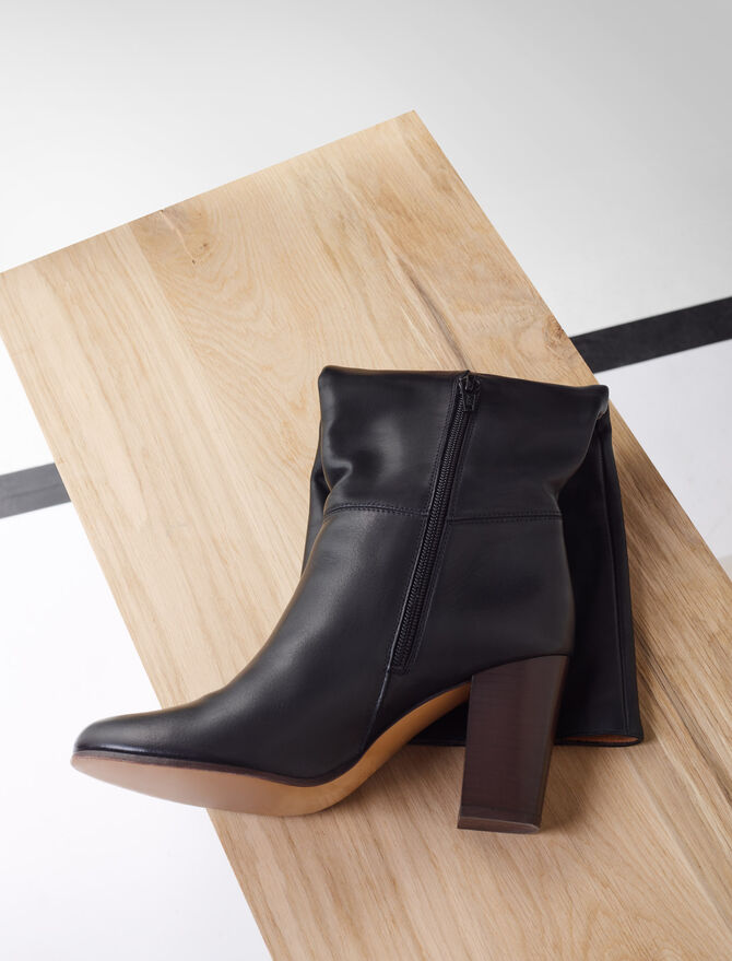 119 FLITY Heeled smooth leather boots - Booties & Boots - Maje.com