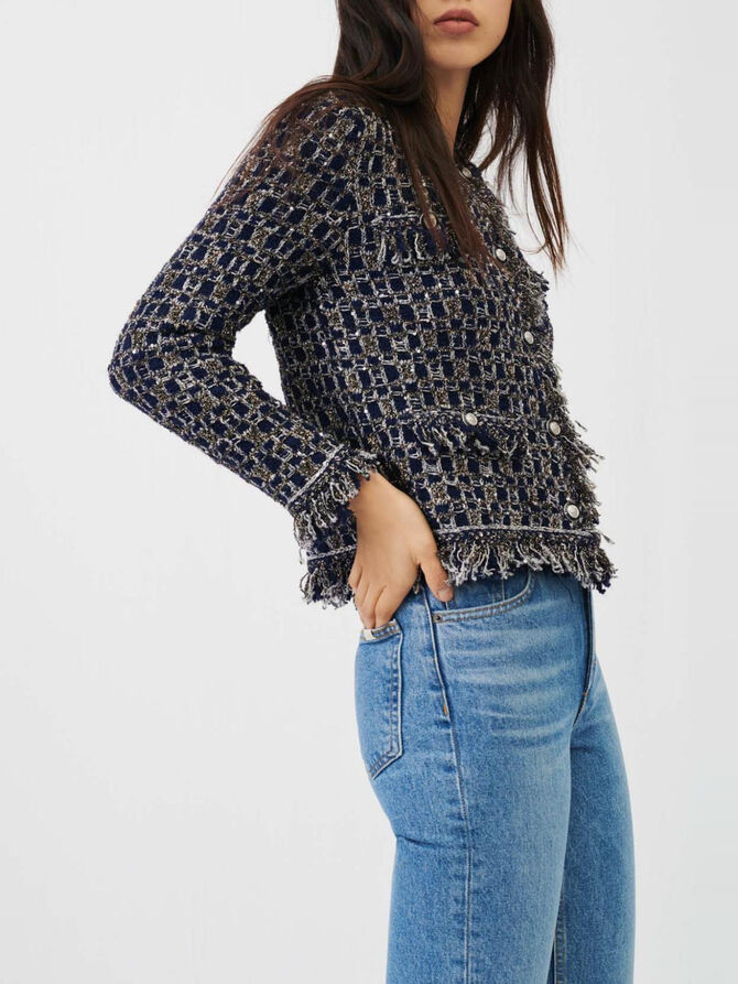 120MIMIR Fancy lurex knit cardigan - Knitwear - Maje.com