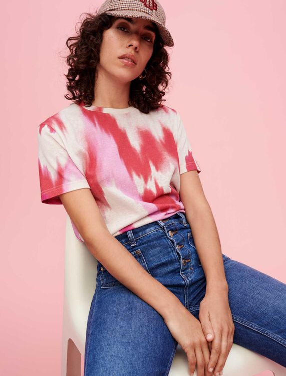 Fuchsia Tie and Dye T-shirt - All the collection - MAJE
