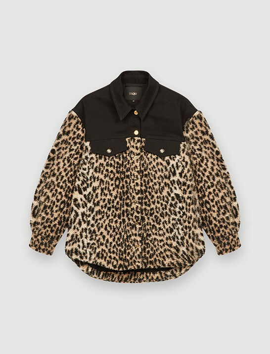 120BAMION Bimaterial animal motif jacket