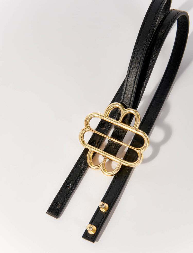 Anagram elastic belt in webbing and brass Black/Gold - LOEWE