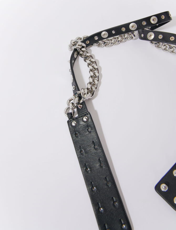 123AGRUNGECHAIN Double leather and chain belt - Thin belts - Maje.com