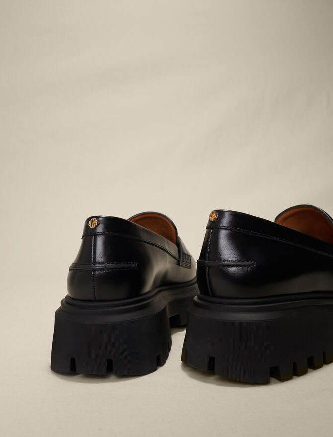 Telemacos kupon Dømme 223FLOAFERMEDAILLE Leather platform loafers - Loafers - Maje.com