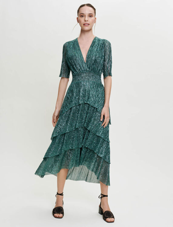 Stretch lurex fabric dress with ruffles - Dresses - MAJE