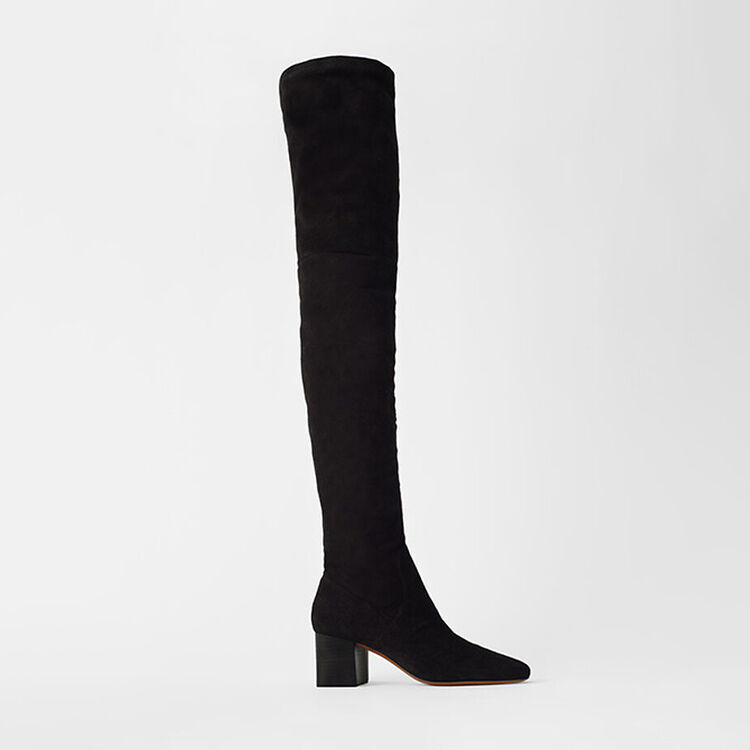 black heeled over the knee boots