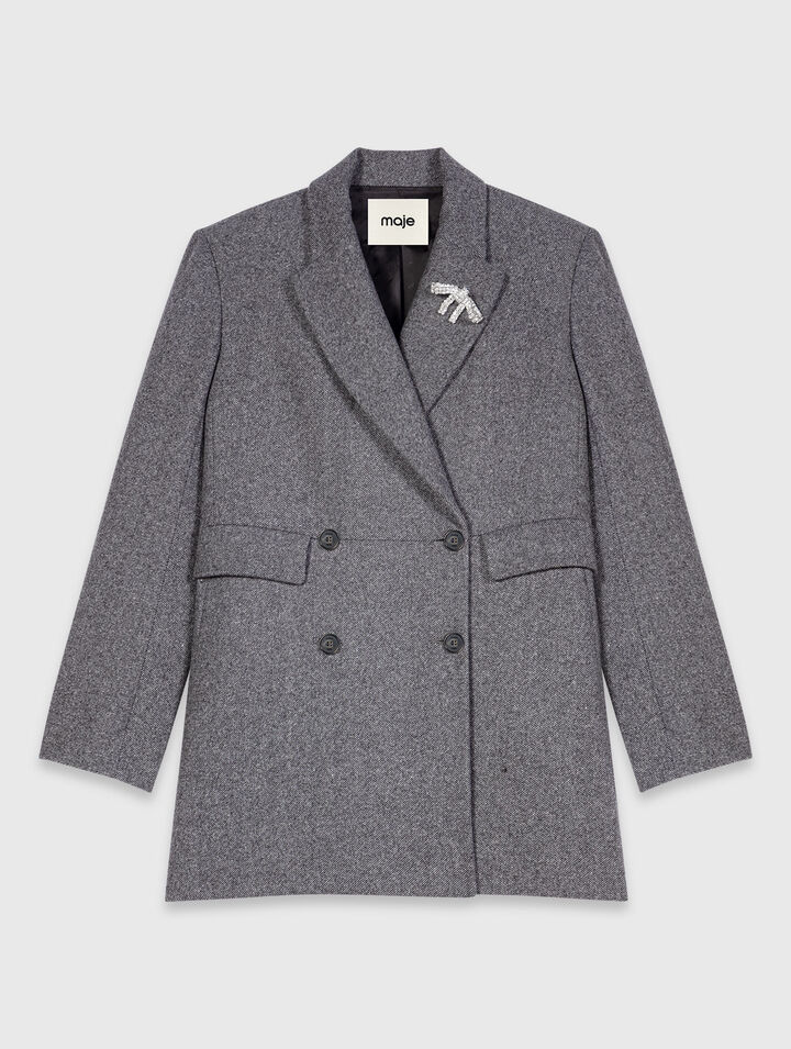 Mid-length wool blend coat