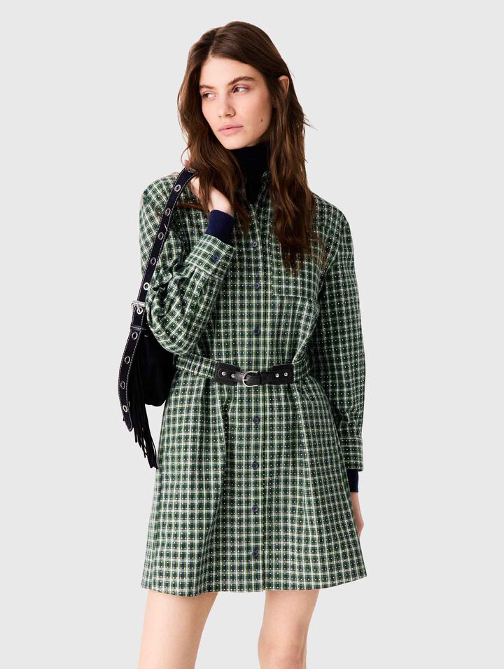 Short shirt dress with rhinestones