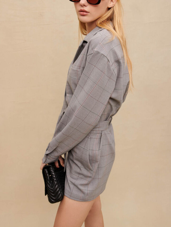 Short plaid jumpsuit