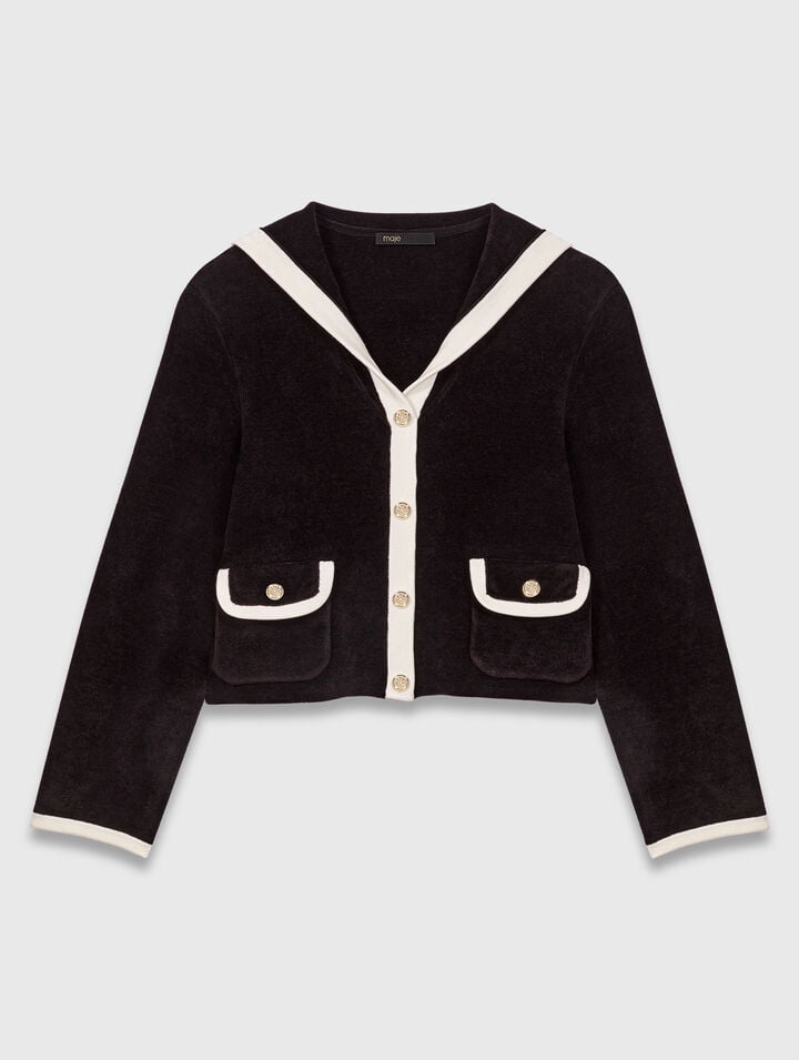 Velvet-effect cardigan