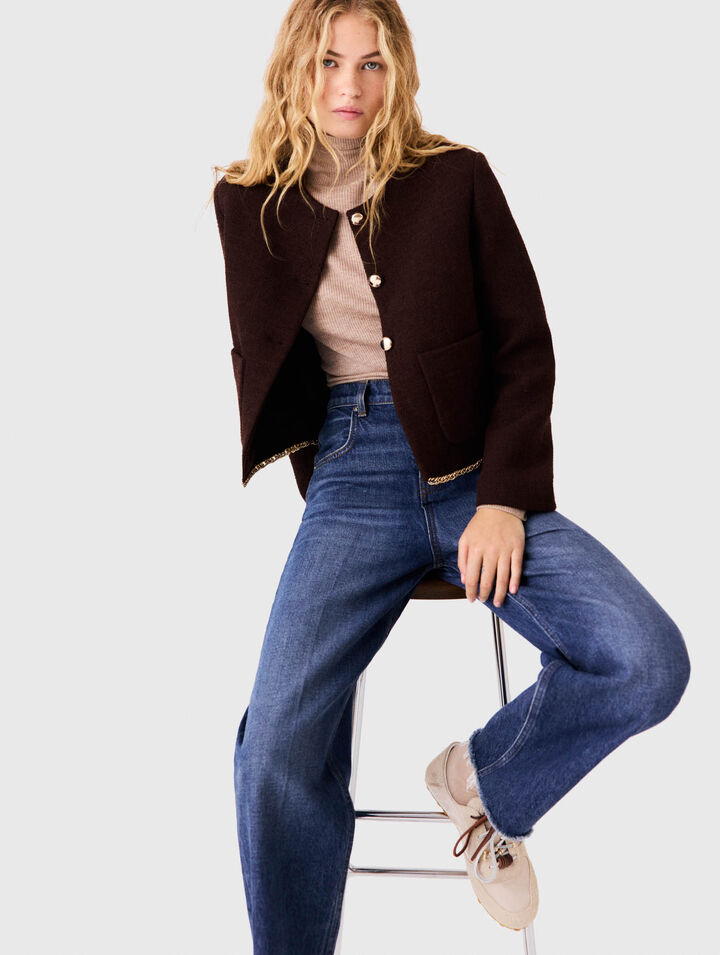 Tweed jacket with chain trim