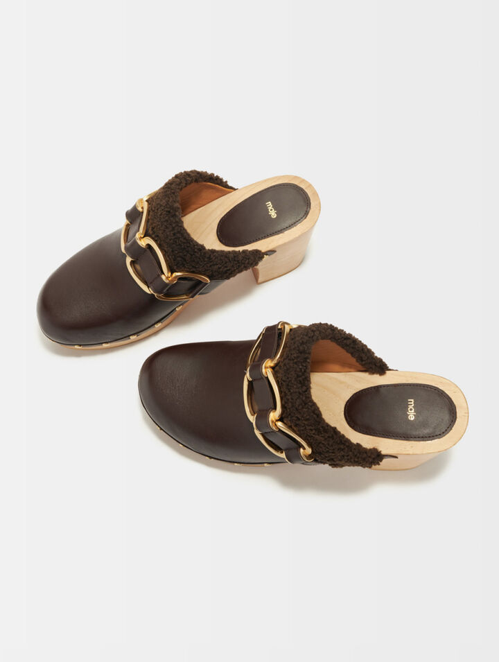 Clogs with chain-finish heels