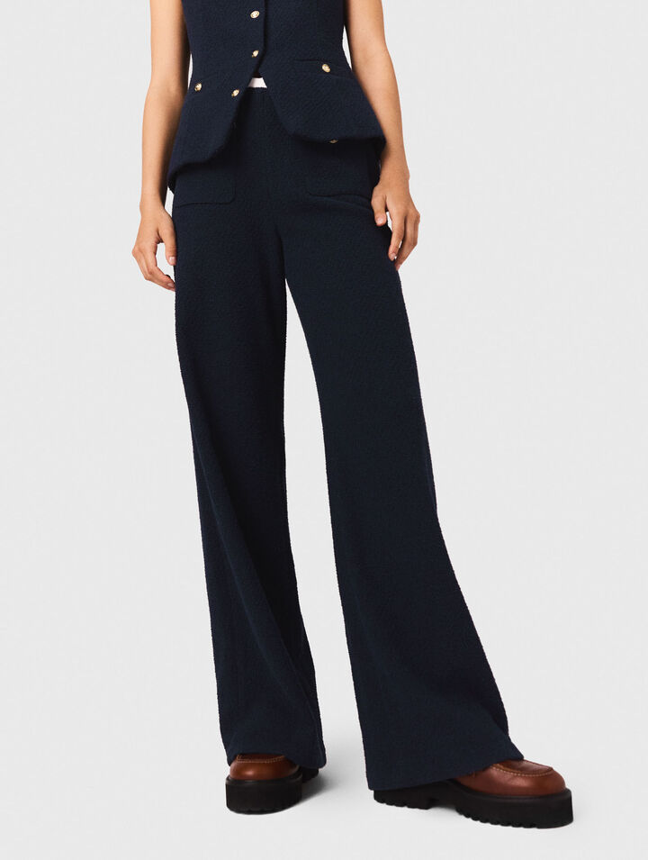 Straight-leg tweed trousers