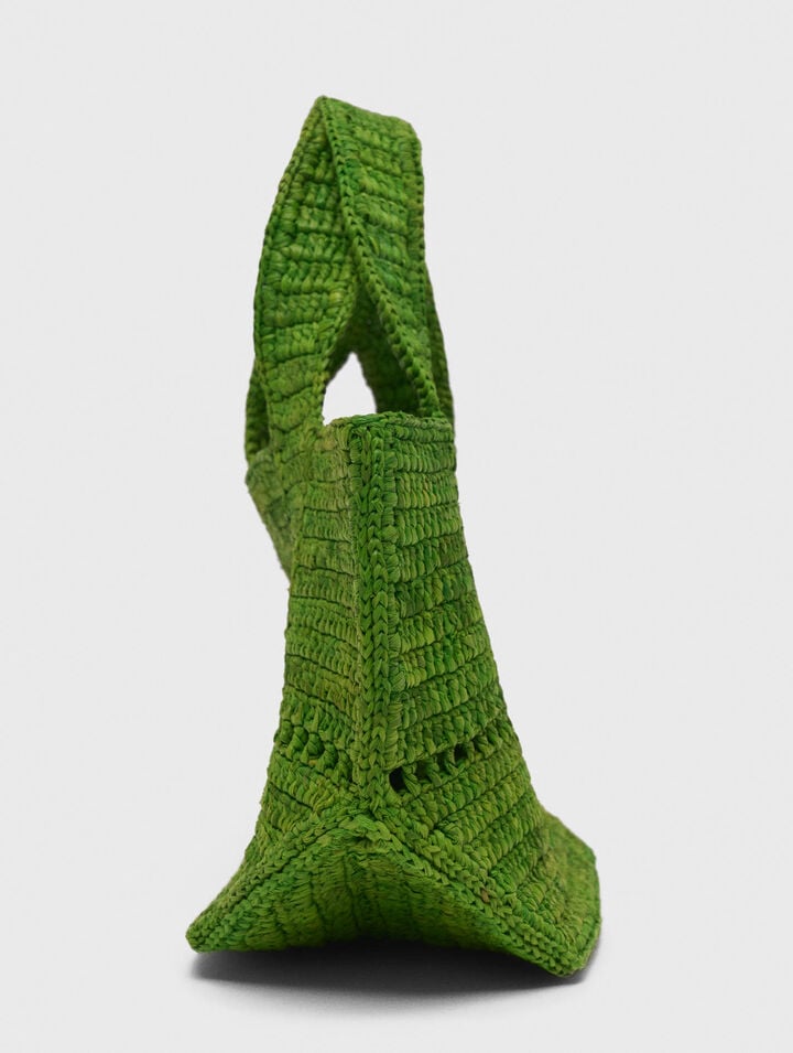 Natural raffia mini shopping bag