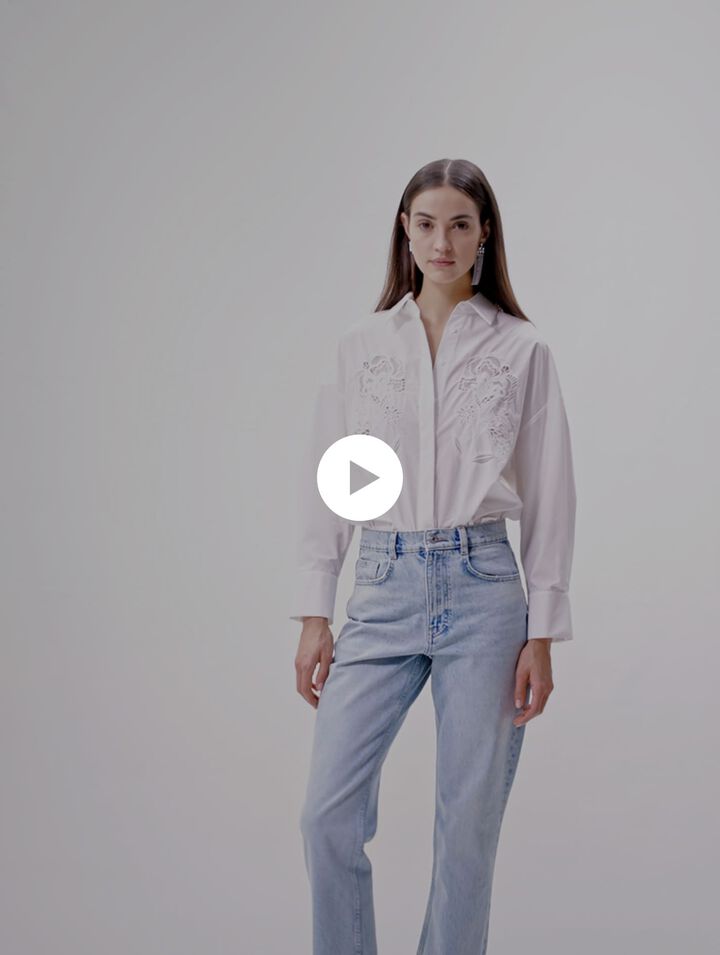 Crochet poplin shirt