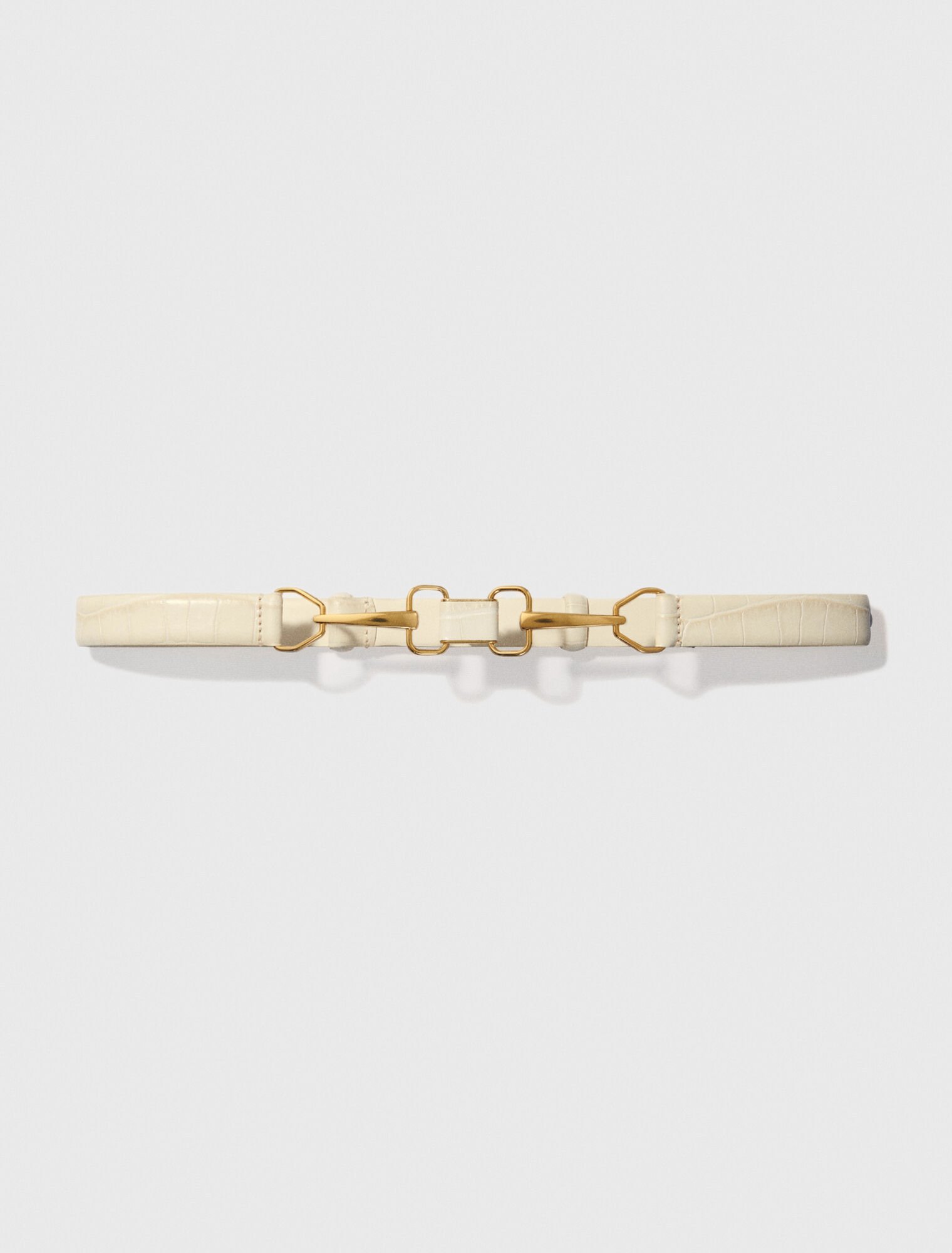 Leather belt with horse bit buckle