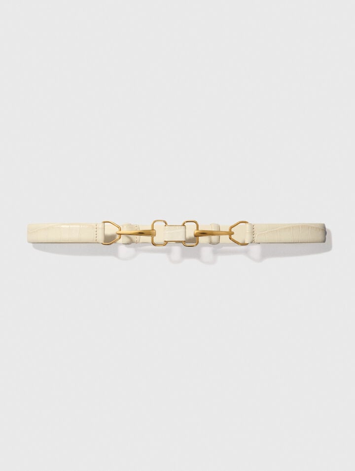 Leather belt with horse bit buckle