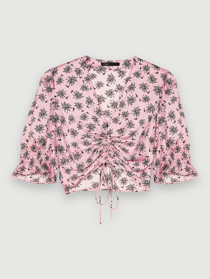 Palm-tree print crop top