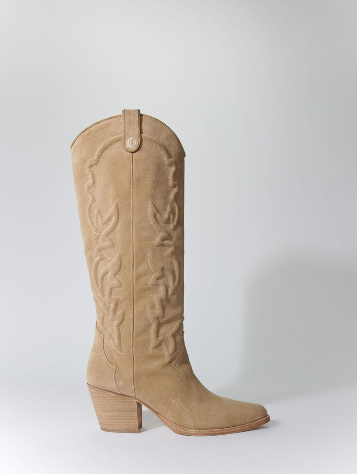 Embroidered leather cowboy boots