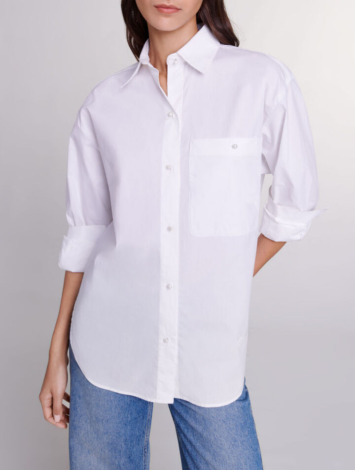 White cotton poplin shirt