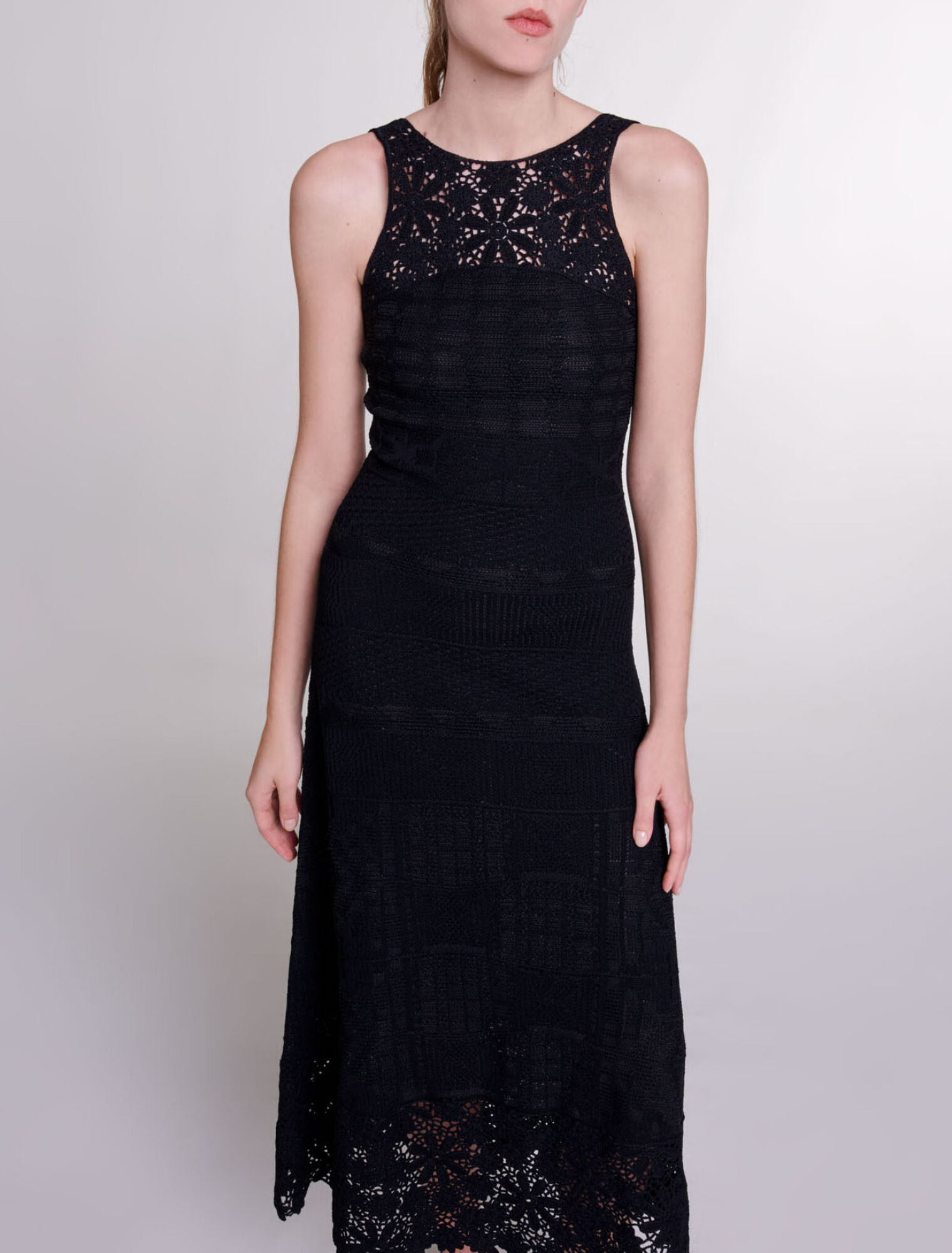 Crochet-knit maxi dress