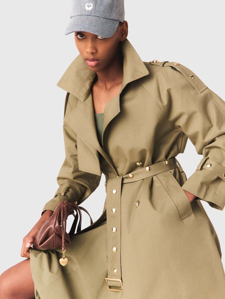 Removable collar stud trench coat