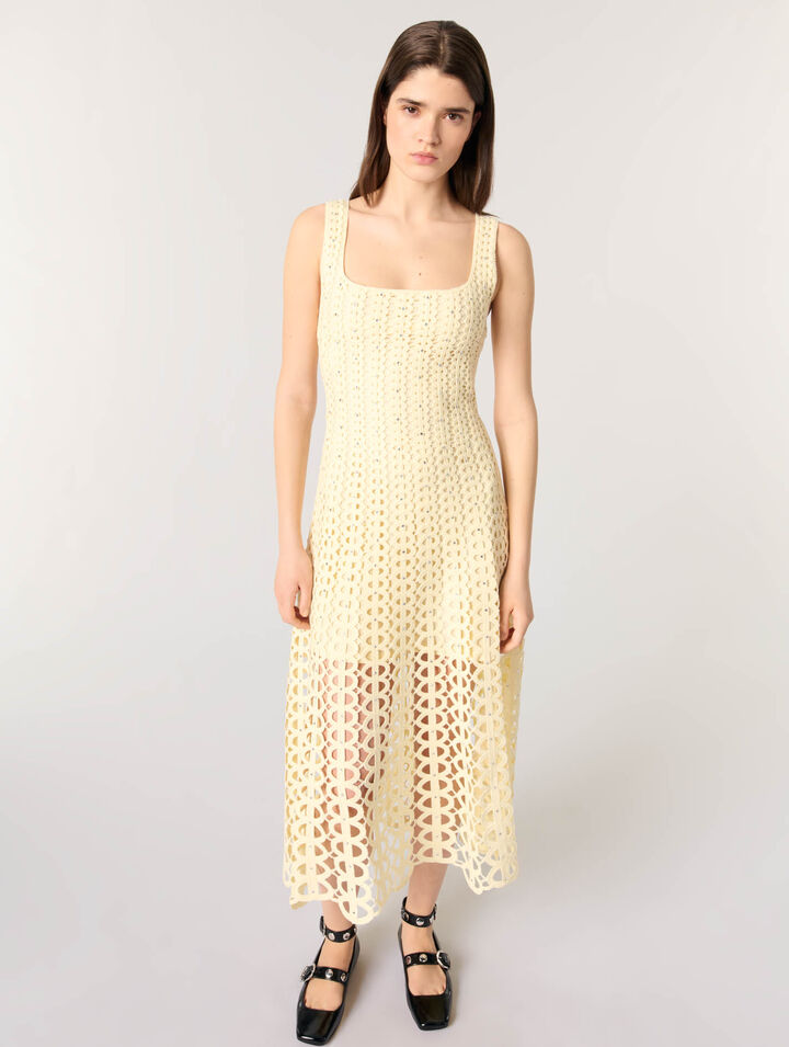 Rhinestone crochet midi dress