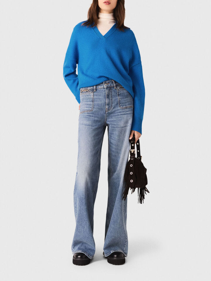 Open polo collar jumper