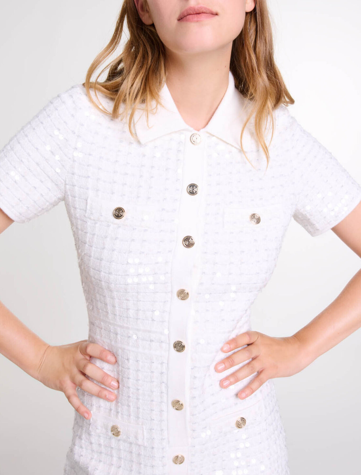 Sequin knit short dress