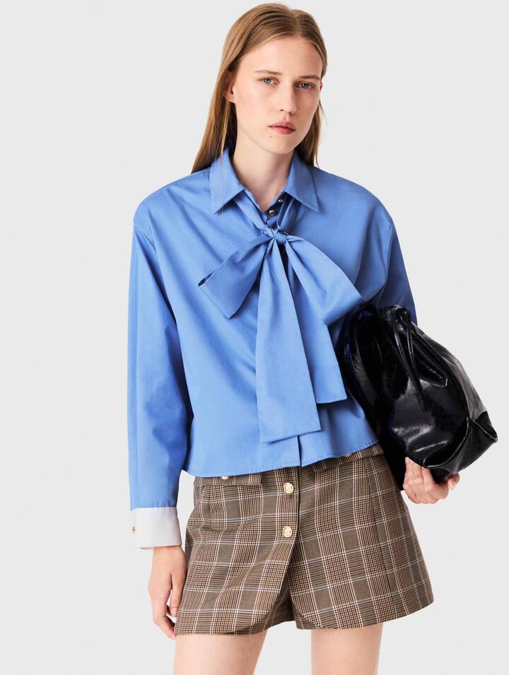 Cotton pussy bow shirt