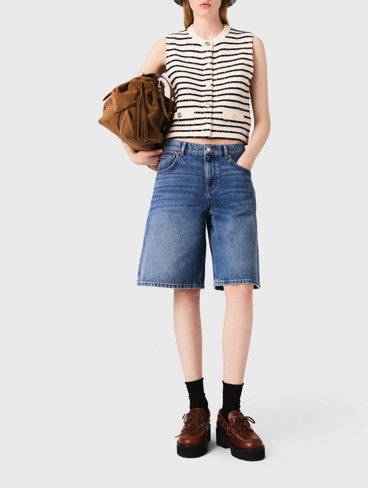 Striped wool blend top