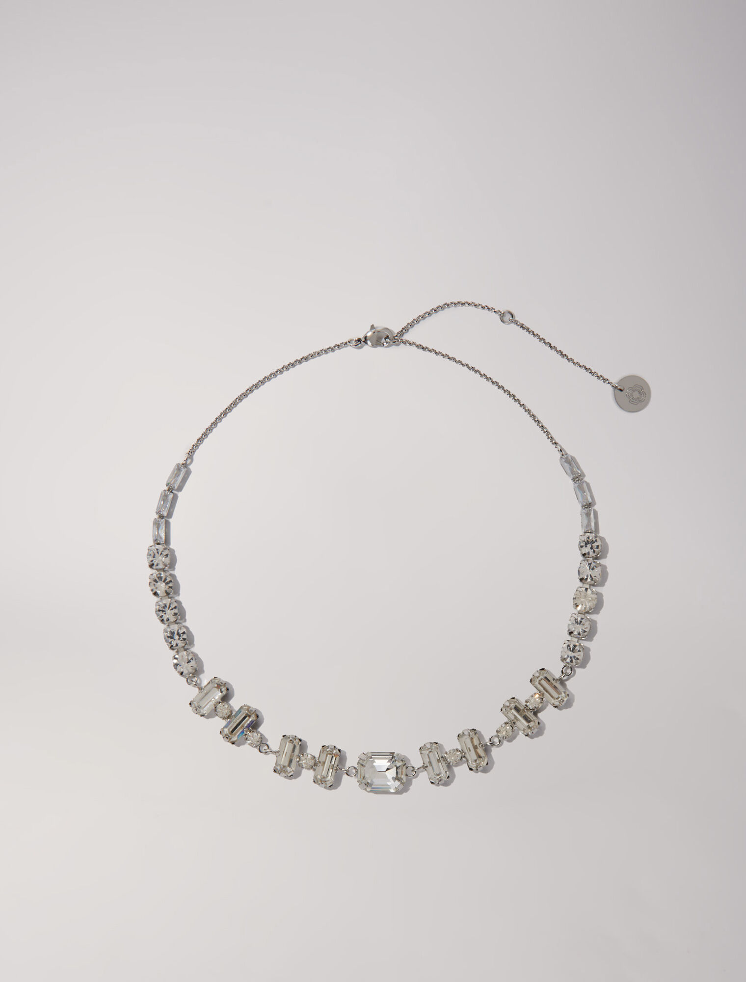 Silver rhinestone choker necklace