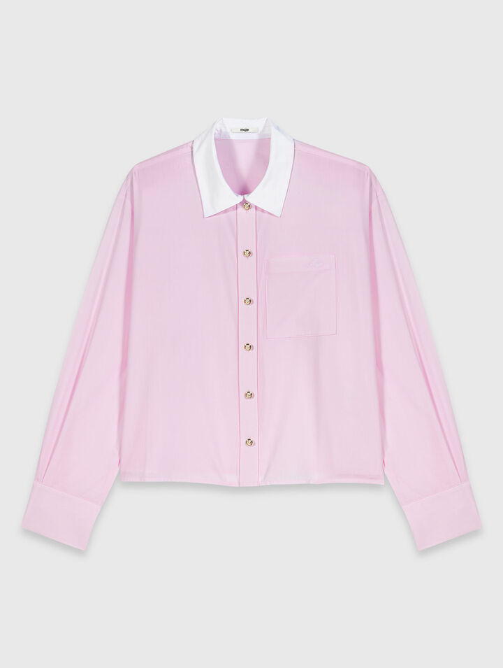 Cropped shirt with contrast collar
