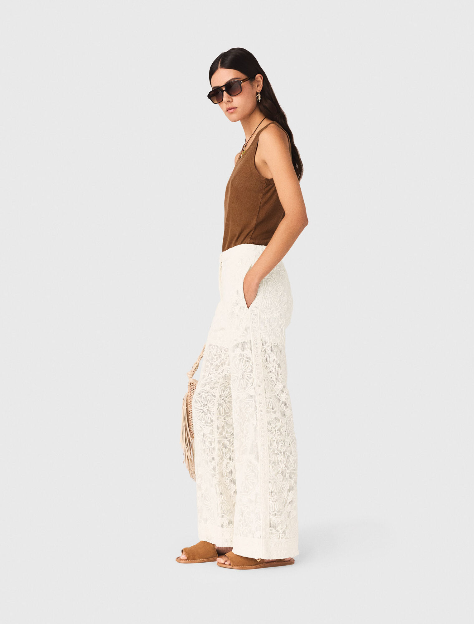 Guipure lace trousers