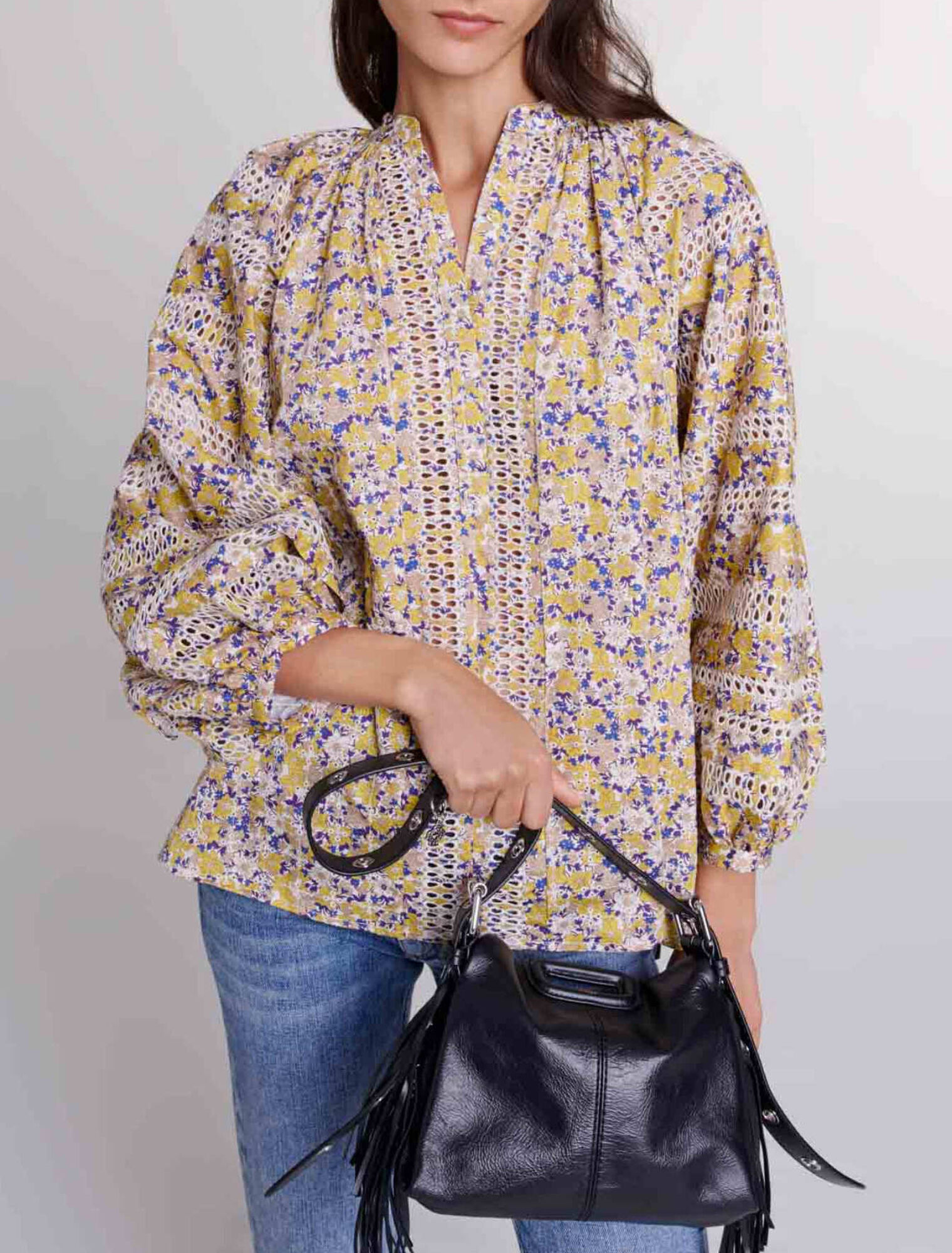 Patterned embroidered blouse