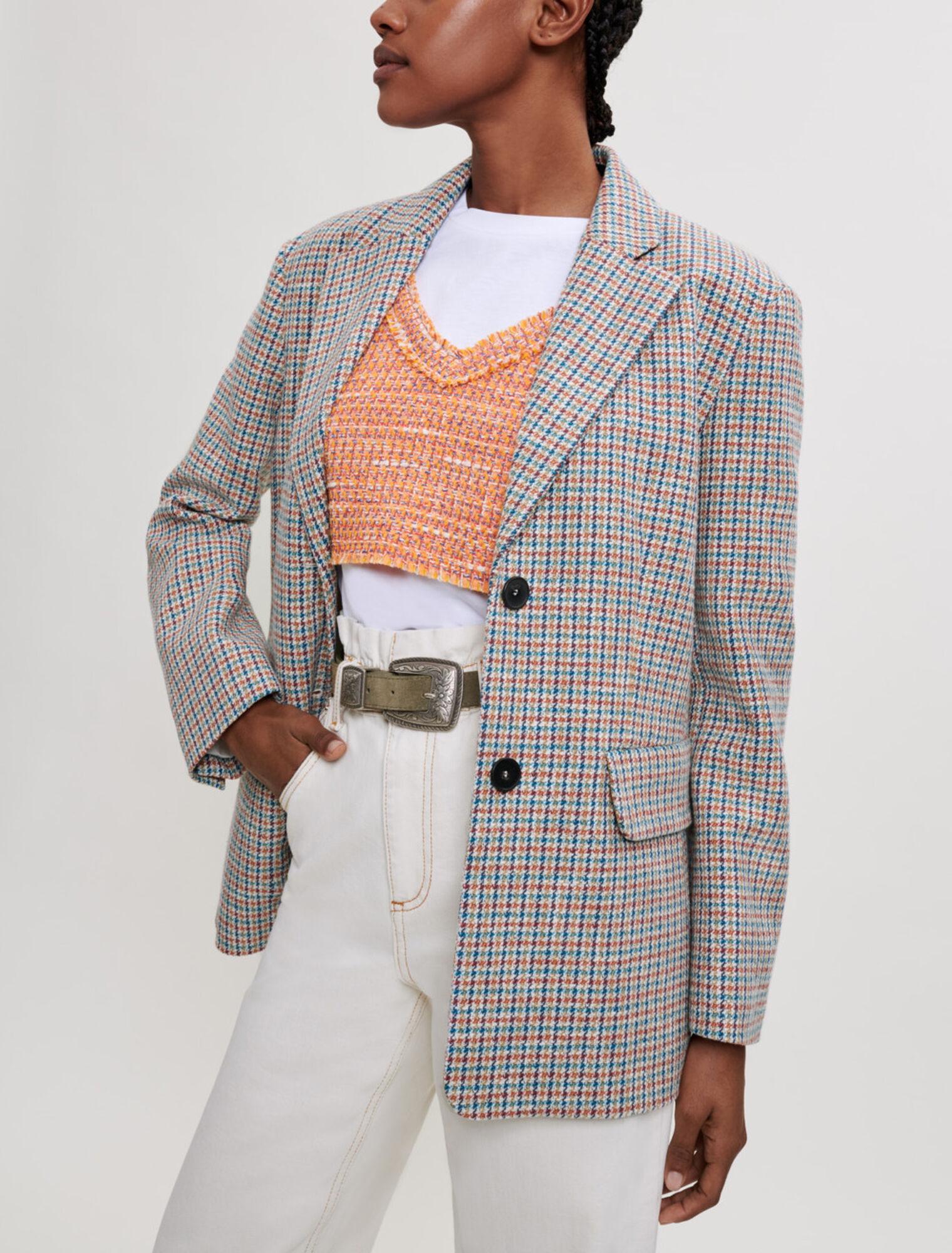 Houndstooth pattern suit jacket