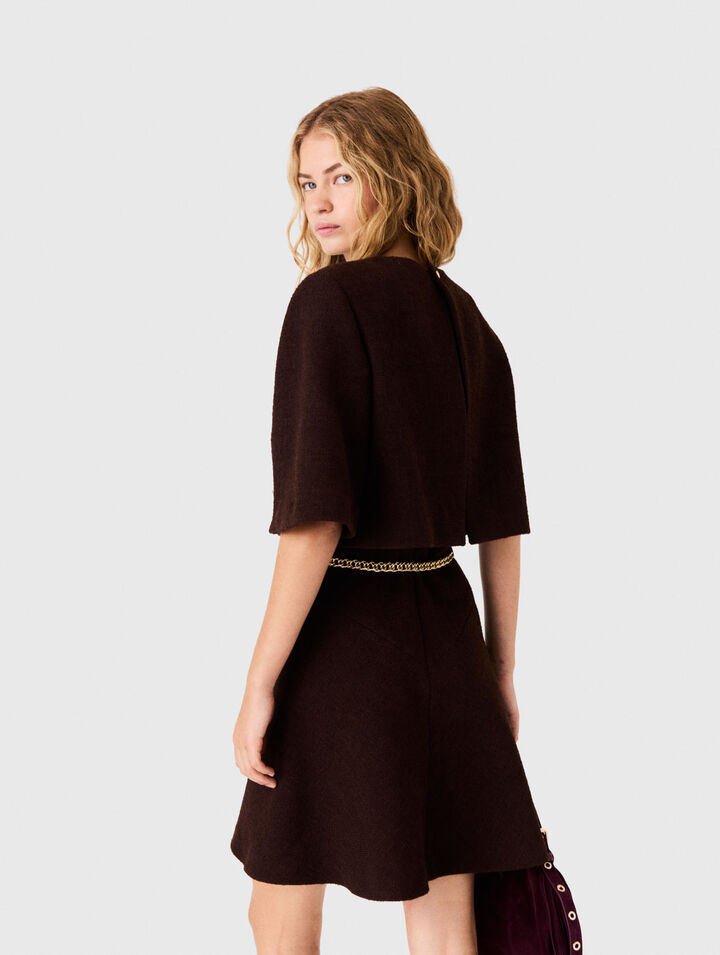 2-in-1 tweed cape dress