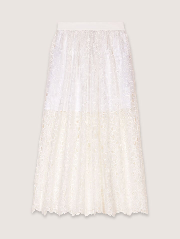 Floral guipure maxi skirt