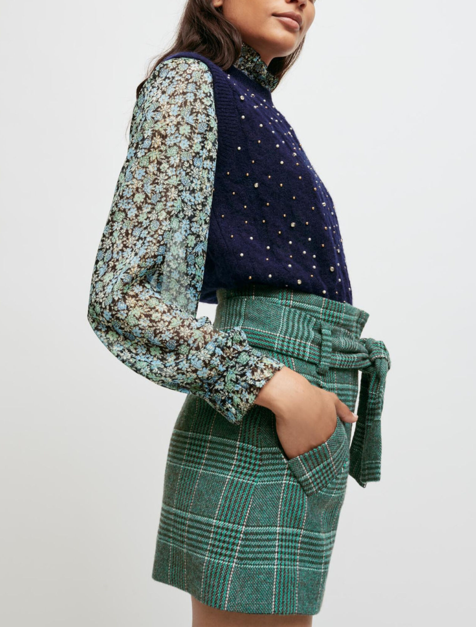 Belted plaid shorts