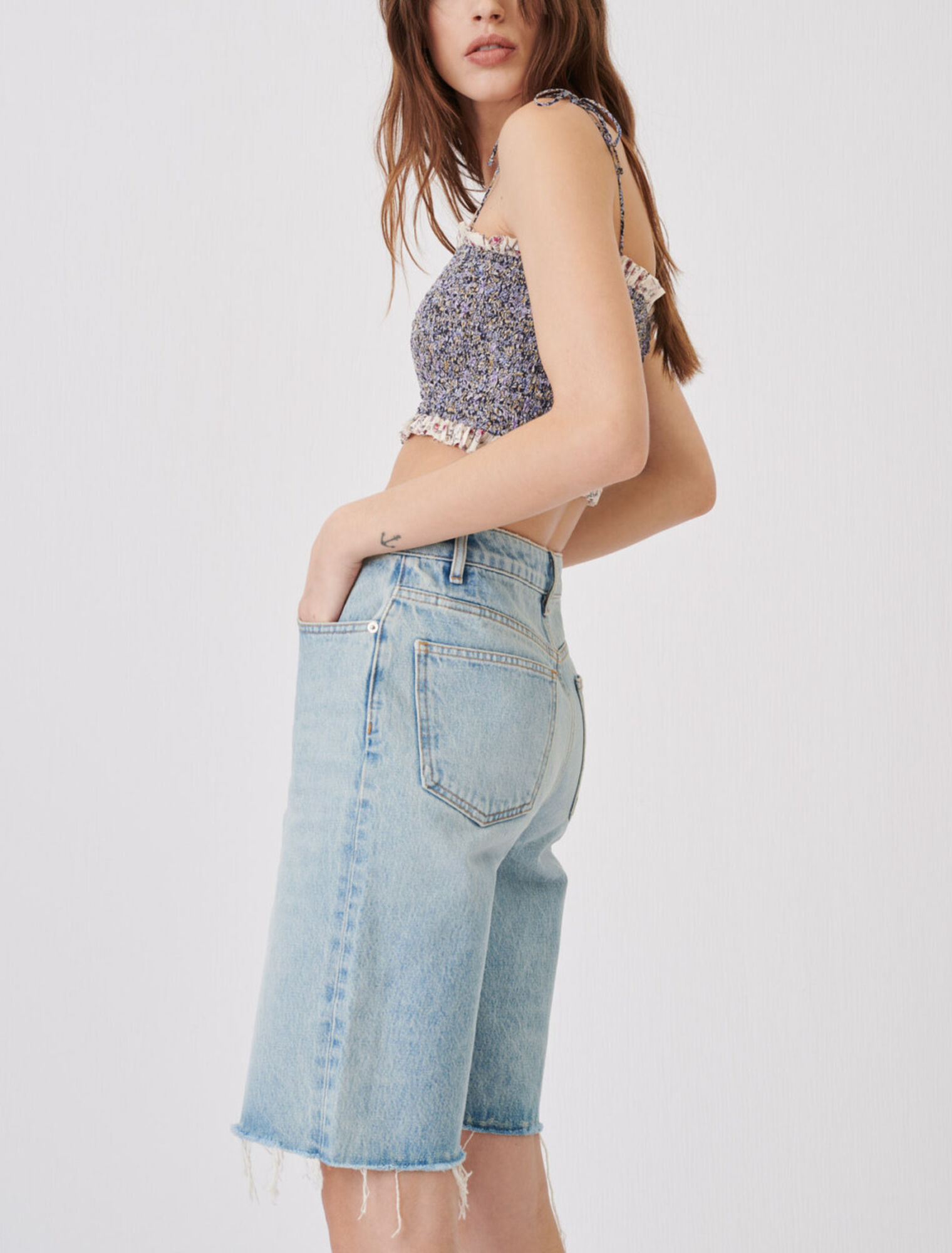 Straight denim shorts