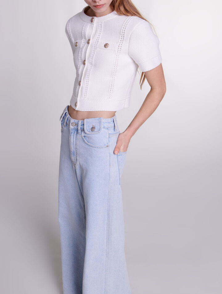 Short-sleeved knit cardigan