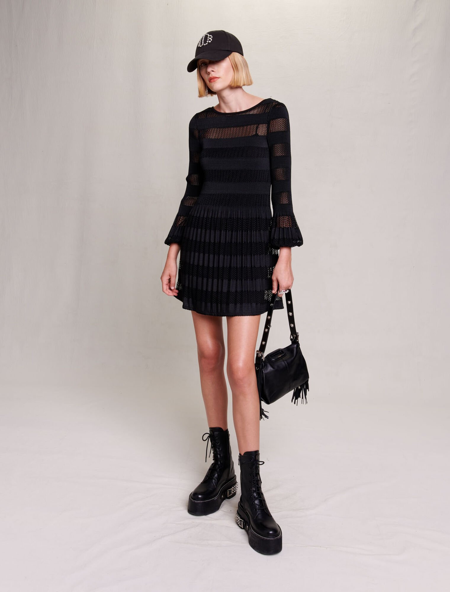Short openwork knit dress