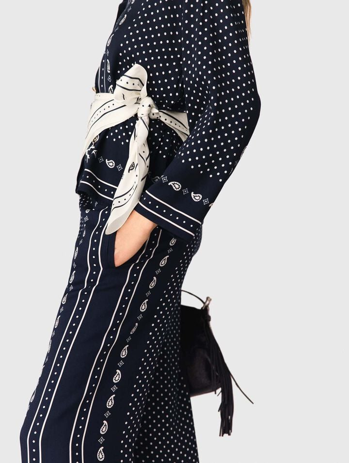 Printed fluid trousers