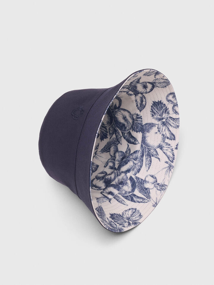 Reversible fruit print bucket hat