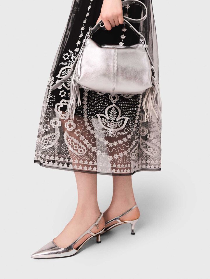 Long embroidered tulle skirt