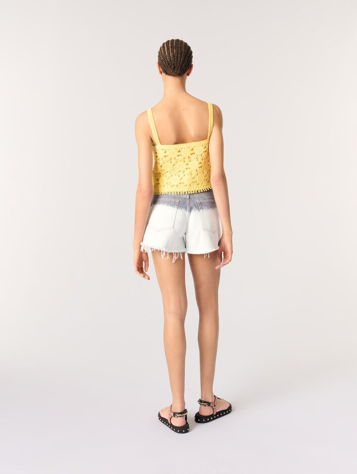 Crochet-knit top